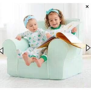 Pottery Barn Kids My First Small Anywhere Chair Slipcover Aqua White Toddler